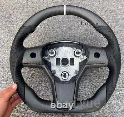 NEW MATTE CARBON Fiber Steering Wheel +cover For 2016-2021 Tesla Model 3 & Y