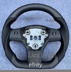 NEW MATTE CARBON Fiber Steering Wheel +cover For 2016-2021 Tesla Model 3 & Y