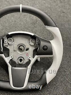 NEW MATTE CARBON Fiber Steering Wheel +cover For 2016-2021 Tesla Model 3 & Y