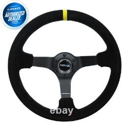 NEW NRG Reinforced 3Deep Dish Suede Yellow Stripe Steering Wheel RST-036MB-S-Y