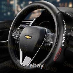 NEW Red 15 Diameter Car Steering Wheel Cover Leather FOR CHEVROLET-1x-BLACK