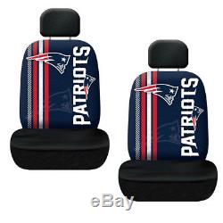 NFL New England Patriots Car Truck 2 Front Seat Covers Steering Wheel Cover Set