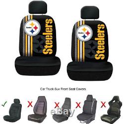 NFL Pittsburgh Steelers Car Truck 2 Front Seat Covers & Steering Wheel Cover Set