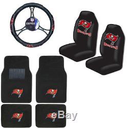 NFL Tampa Bay Buccaneers Car Truck Seat Covers Floor Mats Steering Wheel Cover