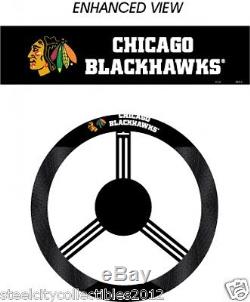 NHL Hockey Chicago Blackhawks Fan Grip Steering Wheel Cover Brand New