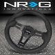 NRG REINFORCED 320MM BLACK LEATHER STEERING WHEEL With REAL CARBON FIBER SPOKES