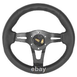 NRG REINFORCED 320MM BLACK LEATHER STEERING WHEEL With REAL CARBON FIBER SPOKES