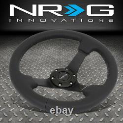 NRG REINFORCED 330MM 3DEEP DISH BLACK LEATHER GRIP STEERING WHEEL WithHORN BUTTON