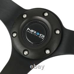 NRG REINFORCED 330MM 3DEEP DISH BLACK LEATHER GRIP STEERING WHEEL WithHORN BUTTON