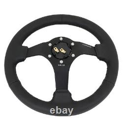 NRG REINFORCED 330MM 3DEEP DISH BLACK LEATHER GRIP STEERING WHEEL WithHORN BUTTON