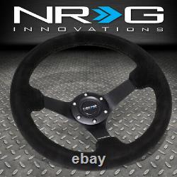 NRG REINFORCED 330MM 3DEEP DISH BLACK SUEDE GRIP STEERING WHEEL WithHORN BUTTON