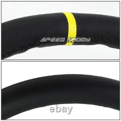 NRG REINFORCED 350MM 3DEEP DISH LEATHER WithYELLOW CENTER STRIPE STEERING WHEEL