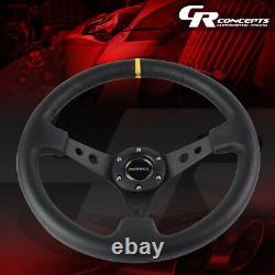 NRG REINFORCED 350MM LEATHER WithSTRIPE 3DEEP DISH STEERING WHEEL REPLACEMENT