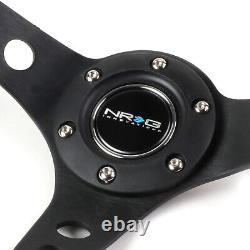 NRG REINFORCED 350MM LEATHER WithSTRIPE 3DEEP DISH STEERING WHEEL REPLACEMENT