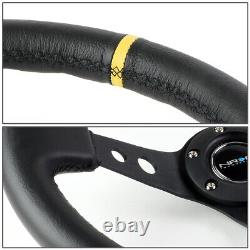 NRG REINFORCED 350MM LEATHER WithSTRIPE 3DEEP DISH STEERING WHEEL REPLACEMENT