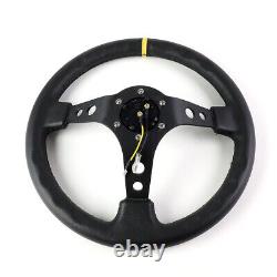 NRG REINFORCED 350MM LEATHER WithSTRIPE 3DEEP DISH STEERING WHEEL REPLACEMENT
