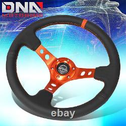 NRG RST-006OR 350mm Aluminum 3 Deep Dish Leather Grip Racing Steering Wheel