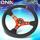 NRG RST-006OR 350mm Aluminum 3 Deep Dish Leather Grip Racing Steering Wheel