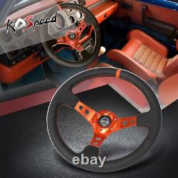 NRG RST-006OR 6-Hole 3-Spoke 350mm 3 Deep Dish Steering Wheel withButton Orange