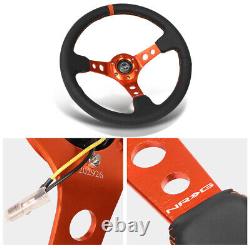 NRG RST-006OR 6-Hole 3-Spoke 350mm 3 Deep Dish Steering Wheel withButton Orange