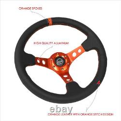 NRG RST-006OR 6-Hole 3-Spoke 350mm 3 Deep Dish Steering Wheel withButton Orange