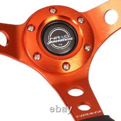 NRG RST-006OR 6-Hole 3-Spoke 350mm 3 Deep Dish Steering Wheel withButton Orange