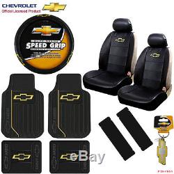 New 12pcs Chevy Elite Logo Car Truck Seat Covers Floor Mats Steering Wheel Cover