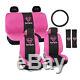 New 13pcs Pink SuperGirl Car Front Back Seat Covers & Steering Wheel Cover Set
