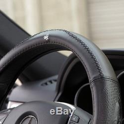 New 14.75 Dia Black Genuine Leather 7469 Steering Wheel Cover Crocodile Style