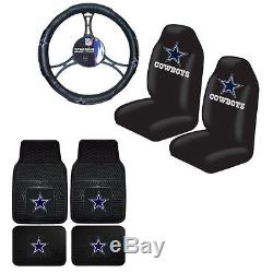 New 7pcs NFL Dallas Cowboys Seat Covers Floor Mats Steering Wheel Cover
