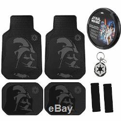 New 8pcs Star Wars Darth Vader Car Truck Floor Mats Steering Wheel Cover Set