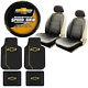 New 9Pc Chevy Bowtie Elite Rubber Floormats Seat Covers Steering Wheel Cover Set