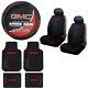 New 9Pc GMC Elite Red Logo Rubber Floormats Seat Covers Steering Wheel Cover Set