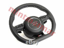 New Audi S5 Flat Bottom Leather Steering Wheel with Shift Paddles A4 A5 Q5 1080