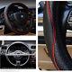 New Black Real Leather Auto Car Steering Wheel Cover An-ti Slip Grip Hit 38cm