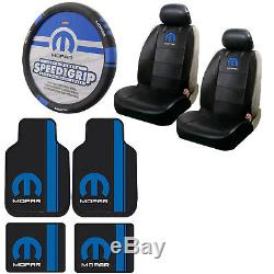 New Blue Mopar Car Truck Front Back Floor Mats Seat Covers Steering Wheel Cover