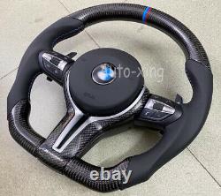 New Carbon Fiber Flat Steering Wheel + Cover for BMW M1 M2 M3 M4 M5 M6 X5 X6 F82