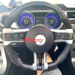 New Carbon Fiber Sport Steering Wheel For Ford Mustang 2010-2014 Blue Line