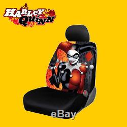 New DC Comic Harley Quinn Car Seat Covers Floor Mat and Steering Wheel Cover Set