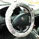New Genuine Sheepskin Car truck Steering Wheel Cover Gray Warm Comfortable