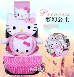 New Hello Kitty Car Seat Covers Steering Wheel Cover Head restraint 14pcs