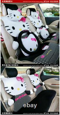 New Hello Kitty Car Seat Covers Steering Wheel Cover Head restraint 14pcs