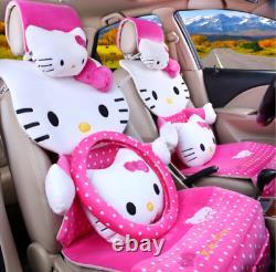 New Hello Kitty Car Seat Covers Steering Wheel Cover Head restraint 14pcs