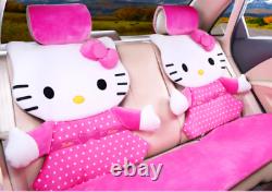 New Hello Kitty Car Seat Covers Steering Wheel Cover Head restraint 14pcs