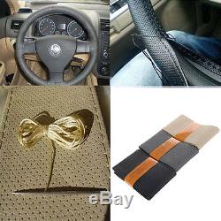 New Leather Steering Wheel Cover With Needles & Thread DIY 3 Color Hand Sewing