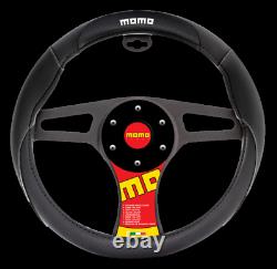 New MOMO Black Car Steering Wheel Cover Size M 14.5 15.5