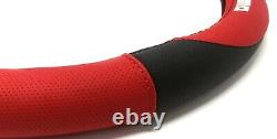 New MOMO Red Black Car Steering Wheel Cover PU Leather Size M 14.5 15.5