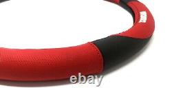 New MOMO Red Black Car Steering Wheel Cover PU Leather Size M 14.5 15.5