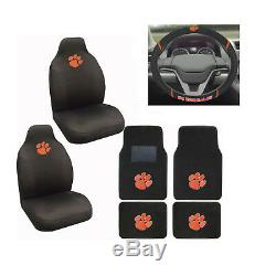 New NCAA Clemson Tigers Car Truck Seat Covers Floor Mats Steering Wheel Cover