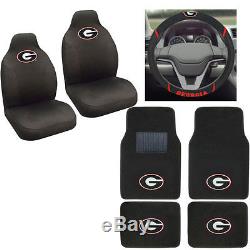 New NCAA Georgia Bulldogs Car Truck Seat Covers Floor Mats Steering Wheel Cover